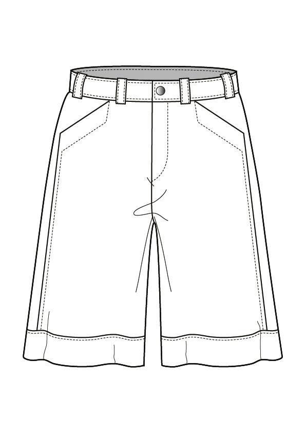 休闲短裤款式图-短裤-下装-矢量图-服装矢量模板