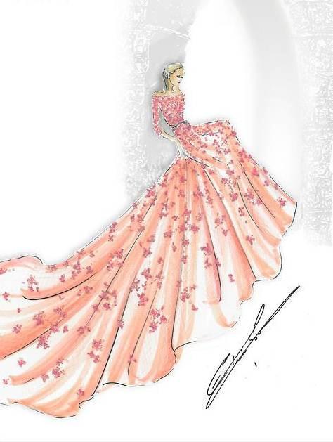 design 晚礼服设计 婚纱礼服设计 服装设计  婚纱设计手稿手绘效果图