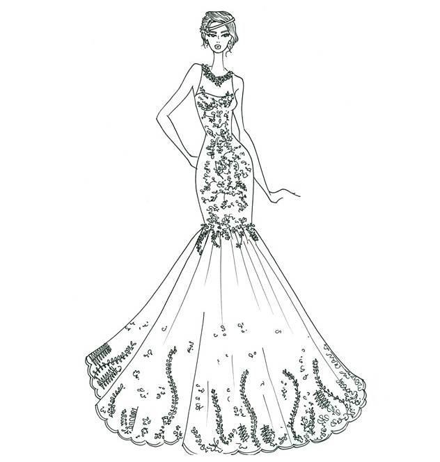 婚纱礼服线稿-婚纱礼服设计