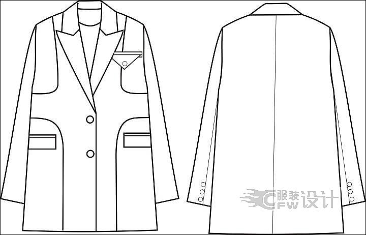 撞色西装作品-撞色西装款式图