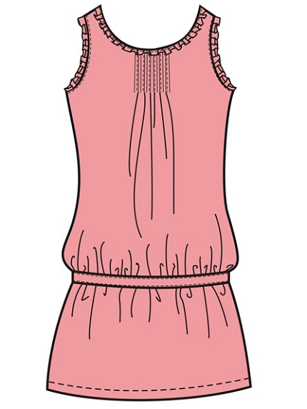 无袖连衣裙款式图(背面)