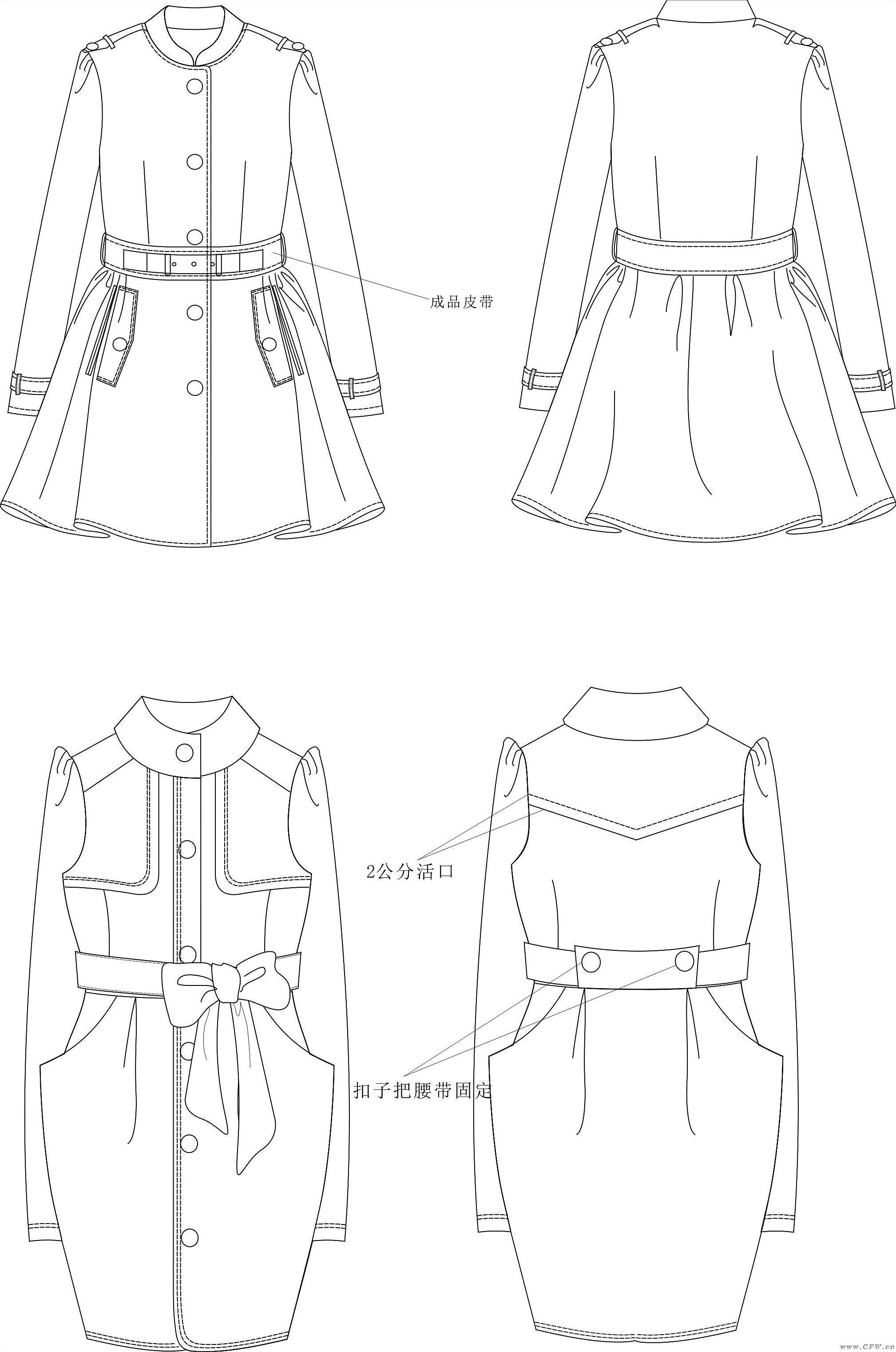 風衣設計作品-風衣設計款式圖